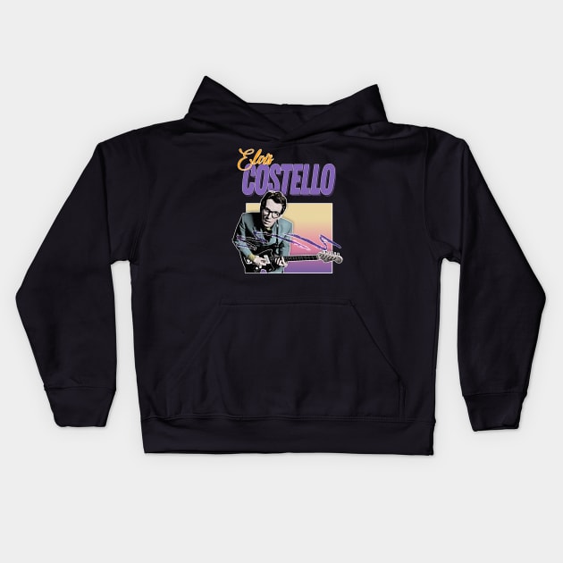 Elvis Costello / 80s Style Aesthetic Design Kids Hoodie by DankFutura